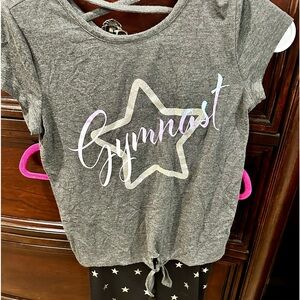 ✨ Girls 2-Piece Outfit – Gymnast Top + Star Leggings ✨